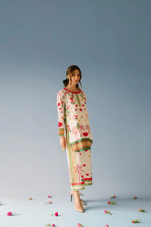 Local model — floral kurta
