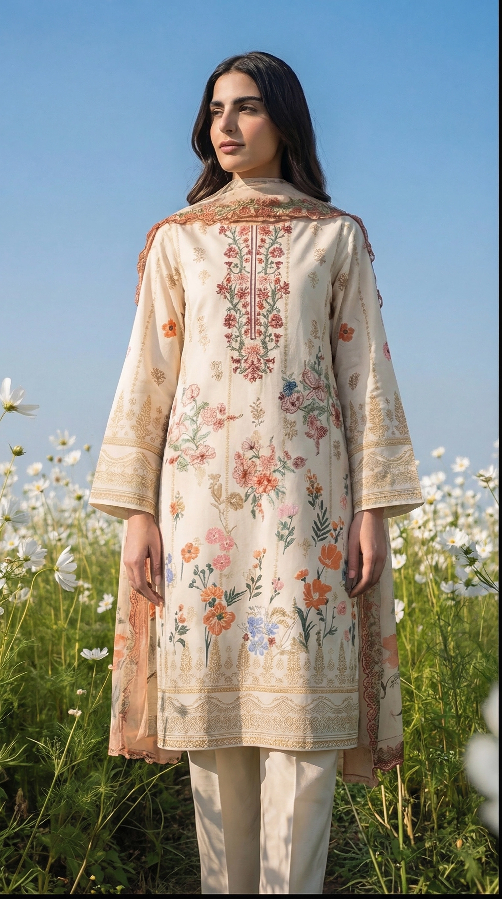 Local model — ivory embroidered suit